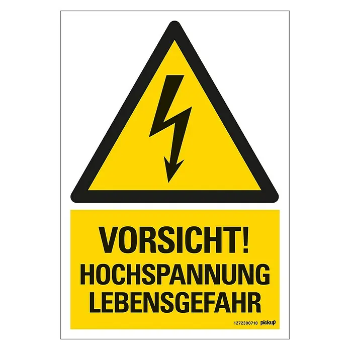 Pickup Warnschild - L x B: 23 x 33 cm, Vorsicht Hochspannung - Draufsicht