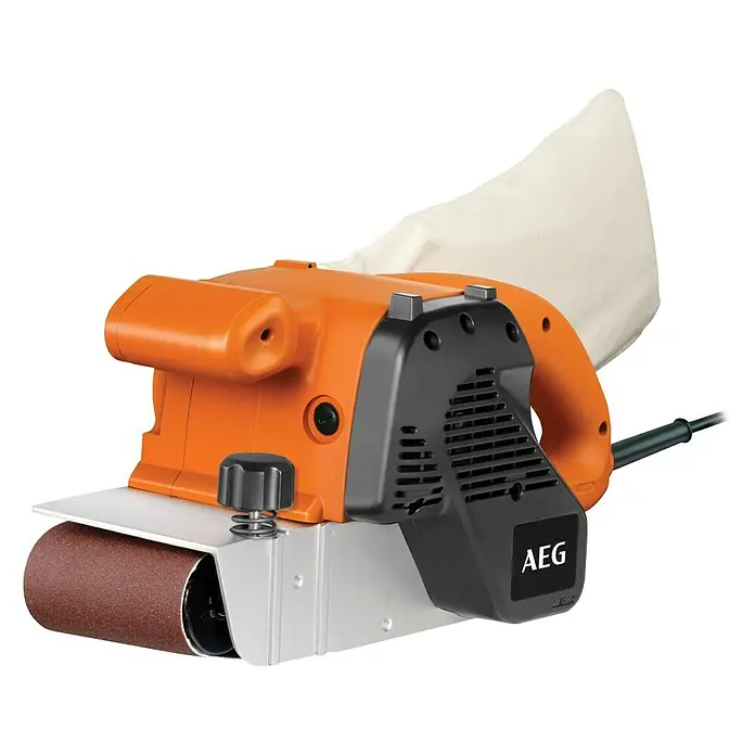 AEG Powertools Bandschleifer BBSE 1100 - 1.100 W, Bandgeschwindigkeit: 230 m/min - 400 m/min, Schleiffläche: 100 x 140 mm - Linke Seitenansicht