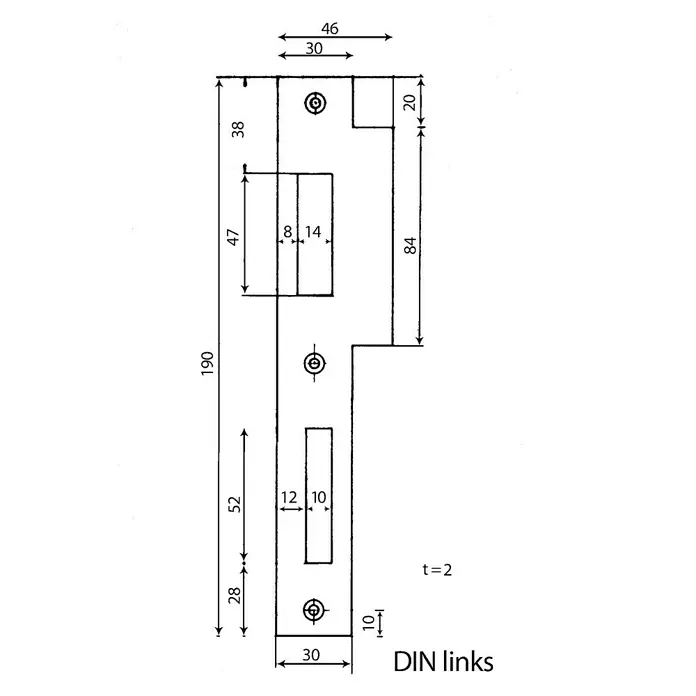 Stabilit Lappenschließblech - DIN-L, L x B: 220 x 48 mm, Hauseingangstür - Ansicht von oben