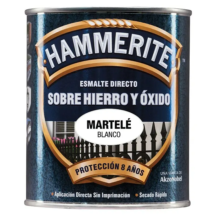 Hammerite Esmalte para metal Hierro y Óxido - Blanco, 750 ml, Martelé