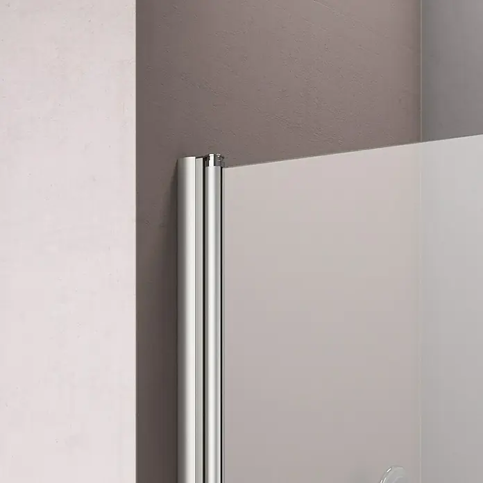 GEO Hit Eckdusche B-E430 - 100 x 90 x 202,2 cm, Unbeschichtet, Stärke: 6 mm, Silber - Vorderansicht