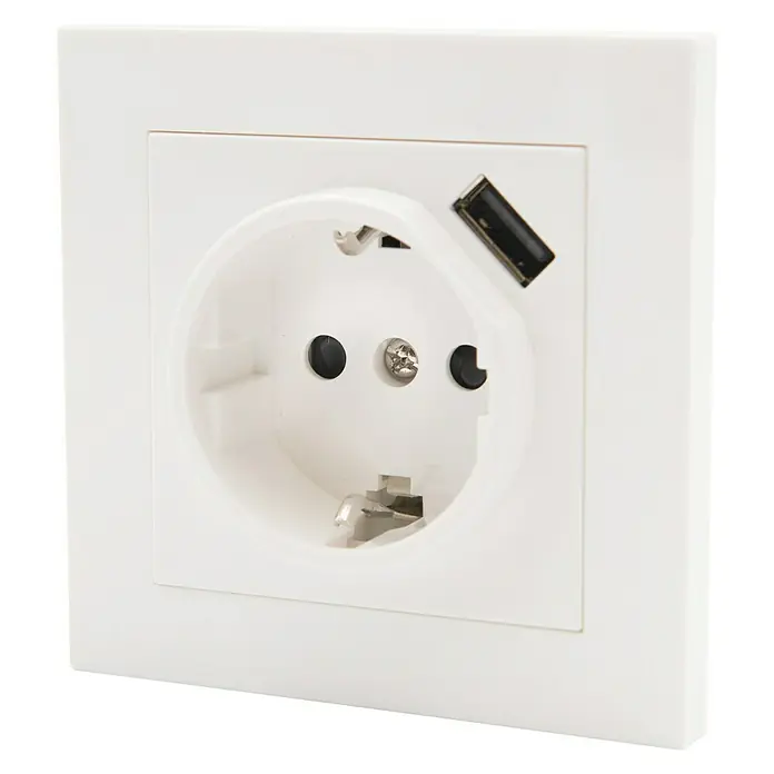 Enchufe con USB London - Blanco, x 1, Plástico