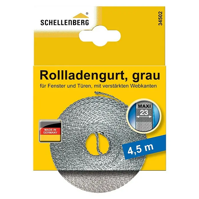 Schellenberg Rollladengurt Maxi - Grau, Länge: 4,5 m, Gurtbreite: 23 mm - Vorderansicht