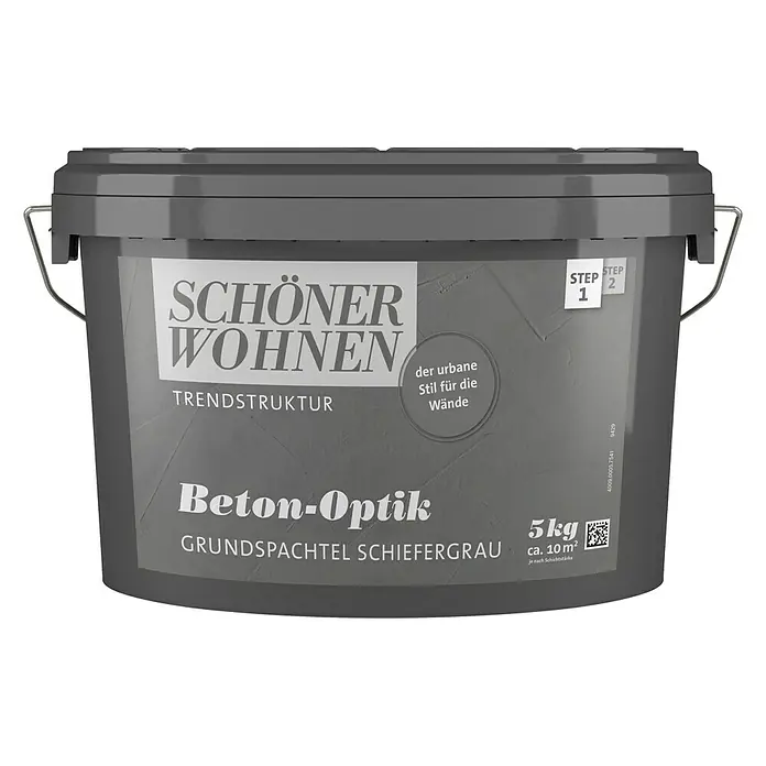 SCHÖNER WOHNEN-Farbe Trendstruktur Grundspachtel - Betonoptik, 5 kg, Schiefergrau, Matt - Vorderansicht
