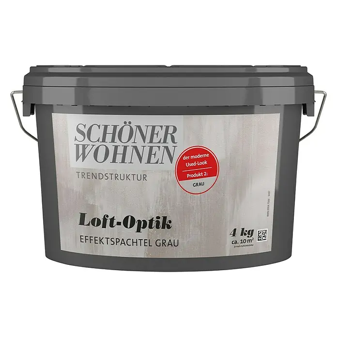 SCHÖNER WOHNEN-Farbe Trendstruktur Effektspachtel - Loft-Optik, 4 kg, Grau - Vorderansicht