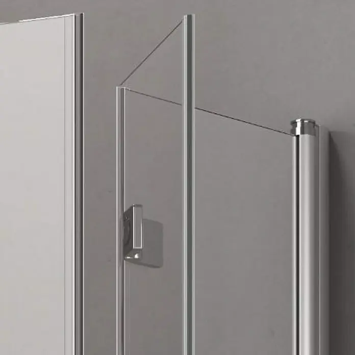 GEO Hit Eckdusche B-E340 - 100 x 100 x 202,2 cm, Unbeschichtet, Stärke: 6 mm, Silber - Vorderansicht