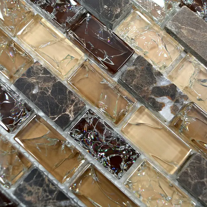 Mosaikfliese Crystal Mix XIC B1155 - 30 x 28,5 cm, Braun, Glänzend