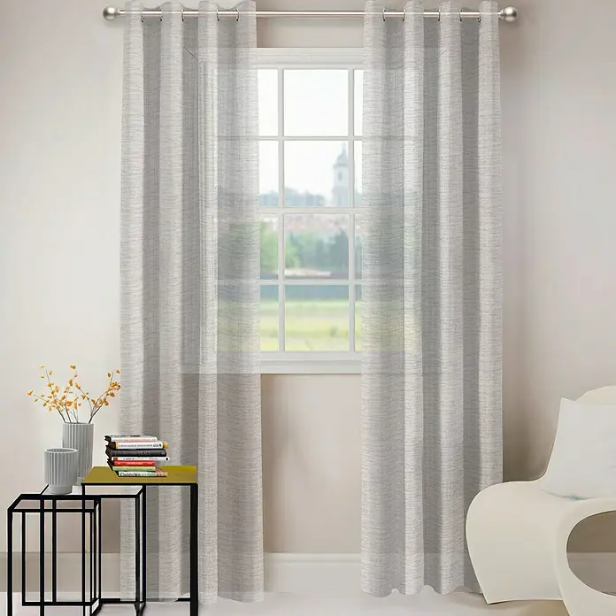 Visillo para ventana Ethnique - 140 x 250 cm, 100% poliéster, Gris