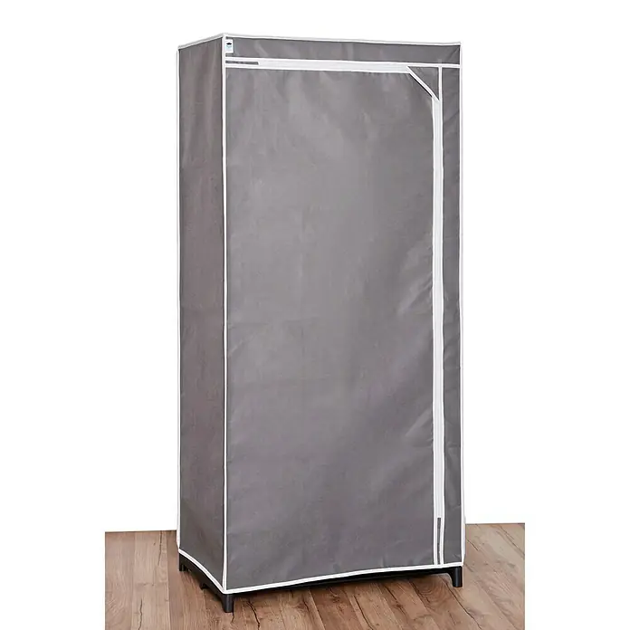 Textiler Kleiderschrank - L x B x H: 50 x 75 x 160 cm, Grau - Vorderansicht
