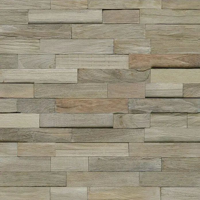 Indo Holzpaneel Indo 3D Wall Gun smoked - Teak, 500 x 200 x 10 mm, 10 Paneele - Vorderansicht