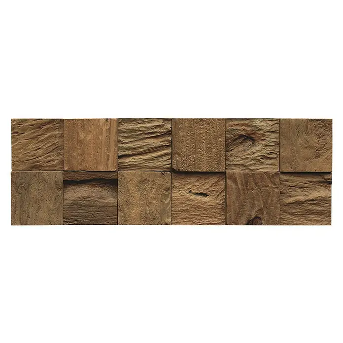 Indo Houten paneel Indo 3D Wall Classic & Cube Bail Nature - Teak, 552 x 184 x 10 mm, 10 panelen - Vooraanzicht