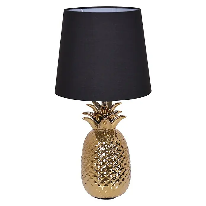 Näve Tischleuchte rund Ananas - 40 W, Ø x H: 250 mm x 42 cm, Gold, Schwarz, E14