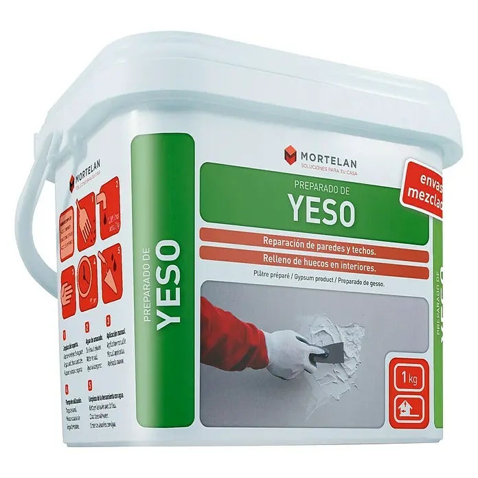 Pasta de yeso preparado Mortelan - 1 kg, Apto para: Placas de yeso
