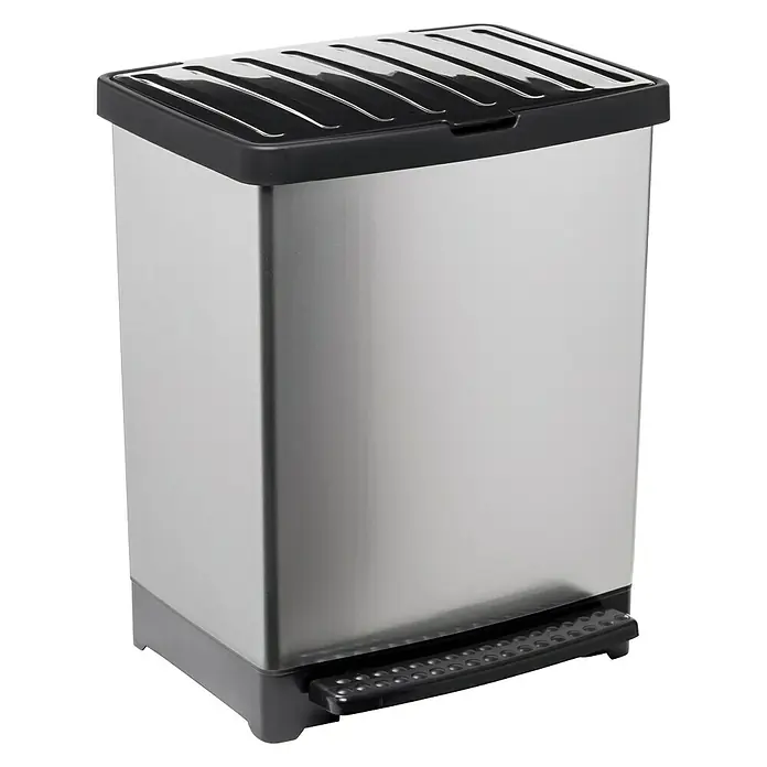 Tatay Cubo de la basura Pedal Trend - 25 l, Gris/Negro, Rectangular, Plástico