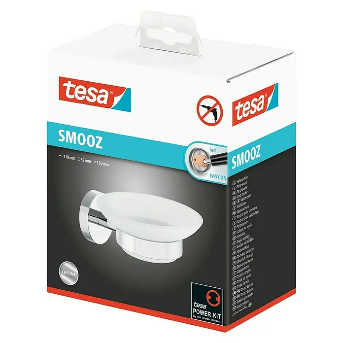 Tesa Smooz Seifenschale - Mit Halterung, Satiniert/Chrom, Glänzend