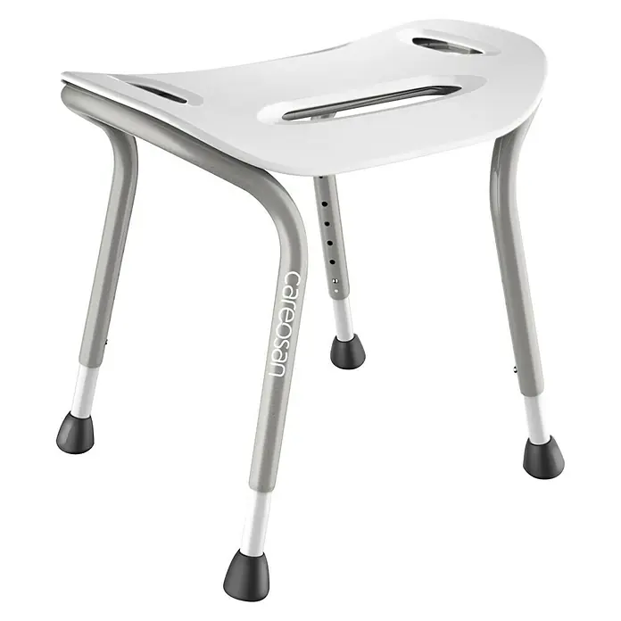 careosan Stolac za kadu - Podešavanje po visini: 45 cm - 56 cm, Opteretivost: 150 kg, Bijelo-srebrne boje - Pogled sprijeda