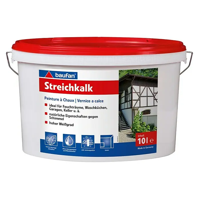 Baufan Streichkalk - Weiß, 10 l - Anwendungsbeispiel