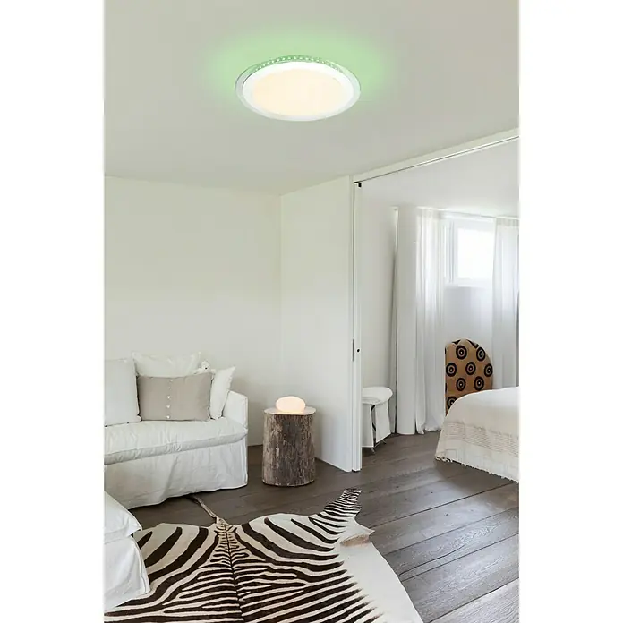 Lavida LED-Deckenleuchte rund Arrco - 30 W, Ø x H: 405 mm x 9 cm, Opal, RGB