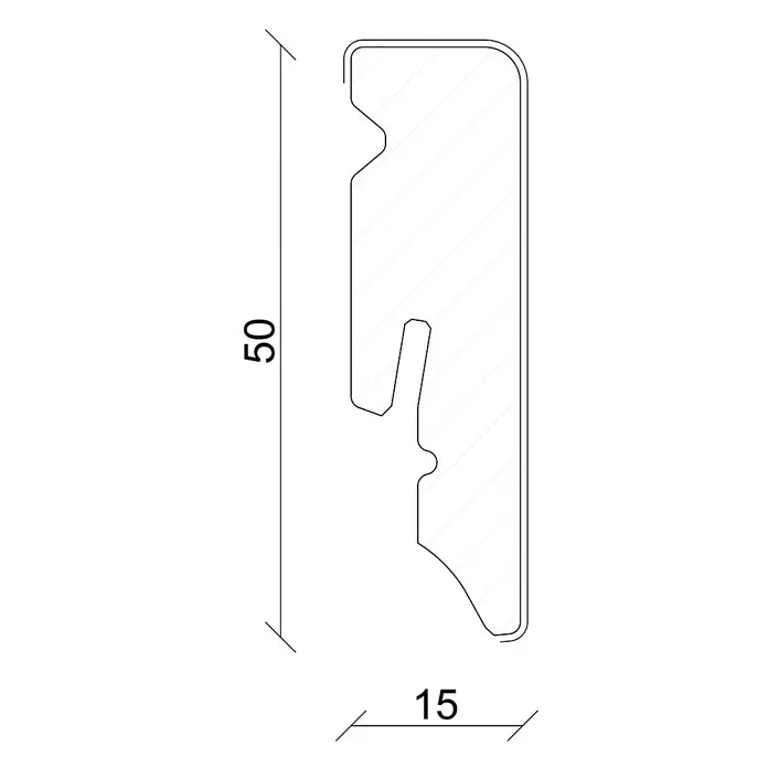 Profiles and more Podna kutna lajsna KU51L Como - 2,4 m x 15 mm x 50 mm, Ravni oblik