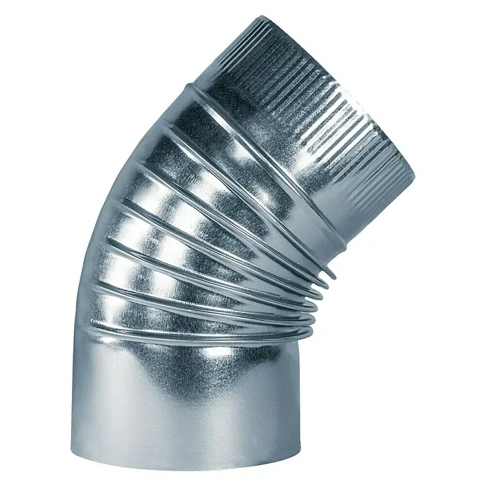 Codo para tubos galvanizado - 110 mm, 45 °, Zincado, Plateado