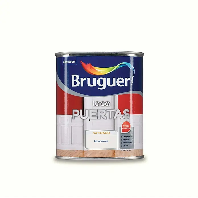 Bruguer Laca acrílica para puertas - Blanco roto, 750 ml, Satinado