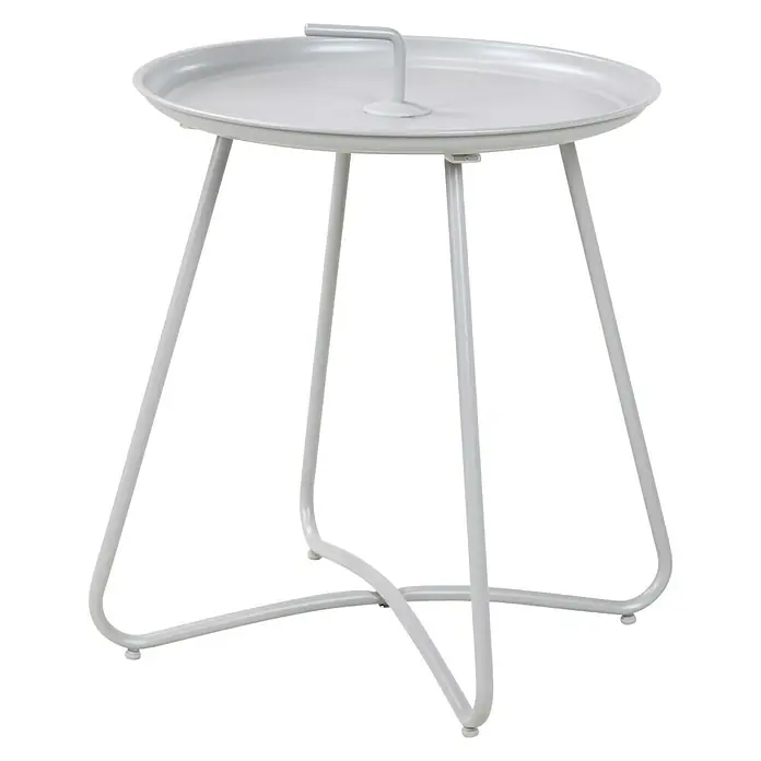 Tuin, ronde bijzettafel - Ø x h: 40 x 45 cm, Staal, Lichtgrijs, In hoogte verstelbaar