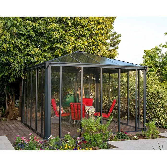 Palram – Canopia Gartenpavillon Ledro 3600 - L x B: 360 x 360 cm, Anthrazit, Bronze - Stimmungsaufnahme