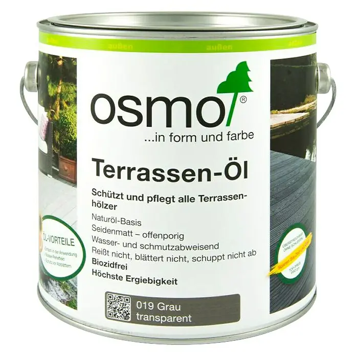 Osmo Terrassen-Öl - Grau, 2,5 l, Seidenmatt - Vorderansicht