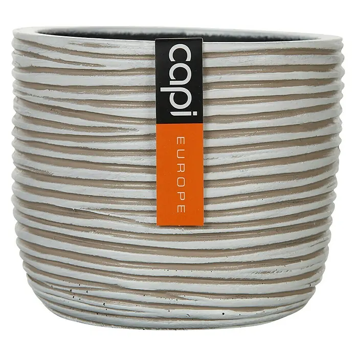 Capi Europe Nature Binnenpot, rond Rib - Buitenmaat (Ø x h): 10 x 8,5 cm, Ivoor, Samengesteld materiaal - Vooraanzicht