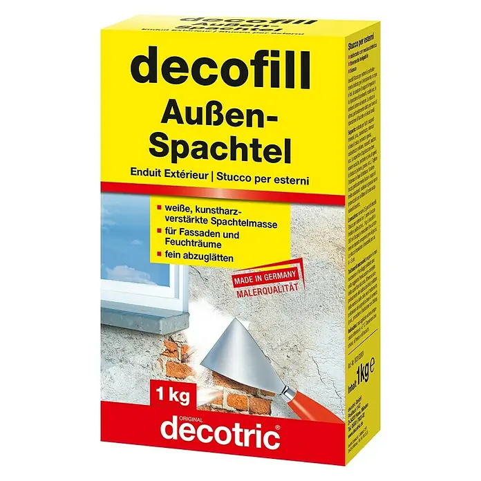 Decotric Zement-Spachtelmasse decofill außen - 1 kg - Vorderansicht
