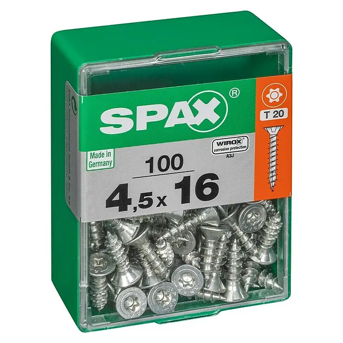 Spax Vijak za drvo torx T-Star plus - Promjer: 4,5 mm, Duljina: 16 mm, Upuštena glava, T-Star plus, Multifunkcionalna primjena u zatvorenom