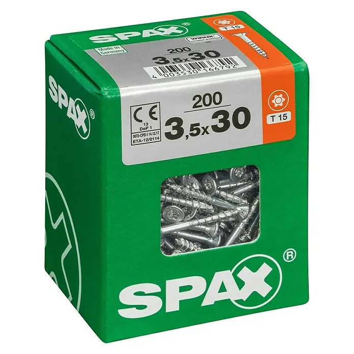 Spax Universalschraube T-Star plus - Ø x L: 3,5 x 30 mm, WIROX Oberfläche, T-Star plus, 200 Stk.