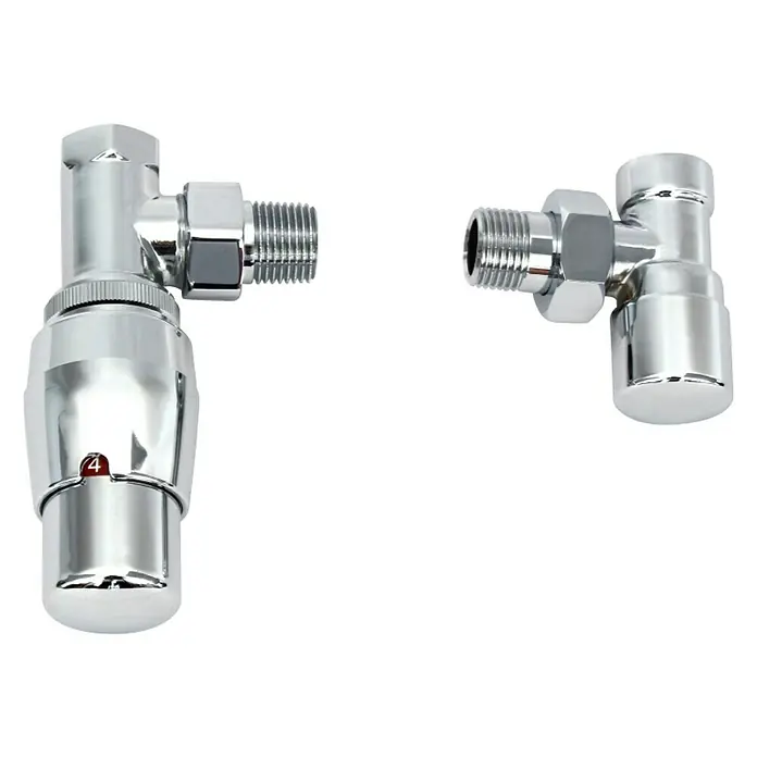 Ximax Thermostatventil-Set Royal - ½″, Eck, Klemmbefestigung (16 mm), Chrom - Rechte Seitenansicht