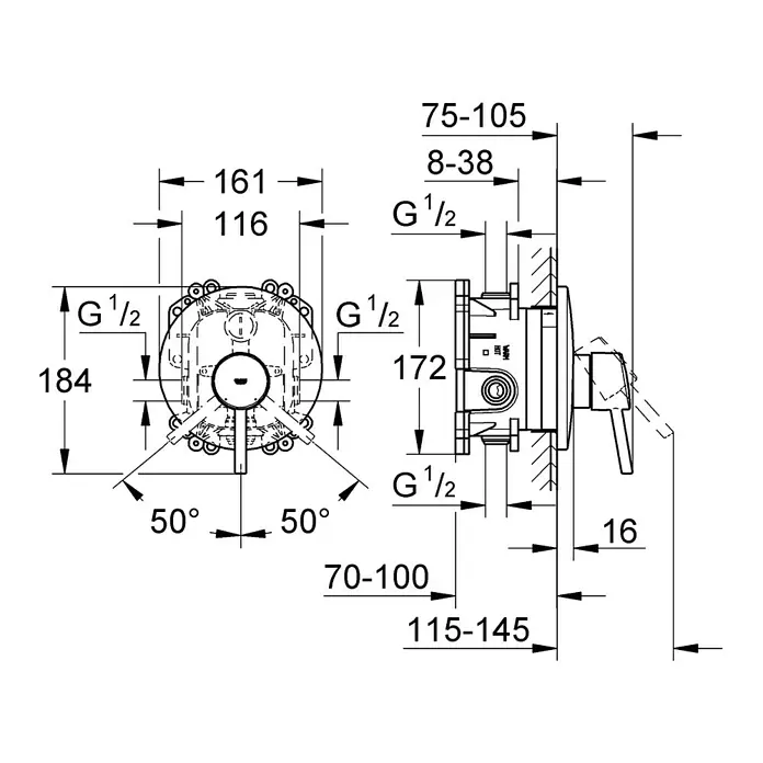 Grohe Concetto UP-Brausearmatur - Chrom, Glänzend