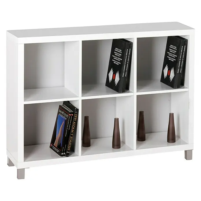 Estantería de madera Kubox 6 huecos - An x Al: 111 x 83 cm, MDF, Blanco