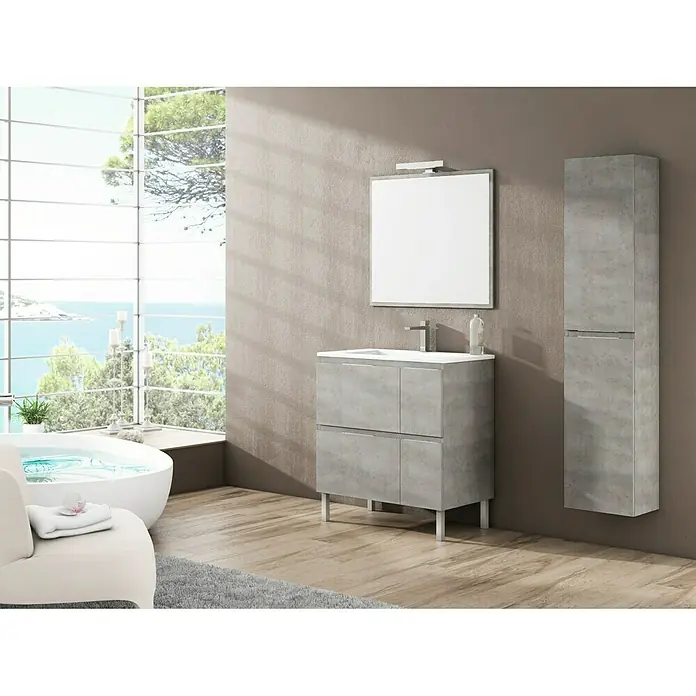 Mueble de lavabo Sheyla Hormigón - 45 x 100 x 69 cm, Hormigón
