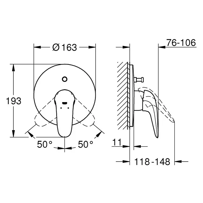 Grohe Eurostyle Solid UP-Badewannenarmatur - Weiß, Glänzend