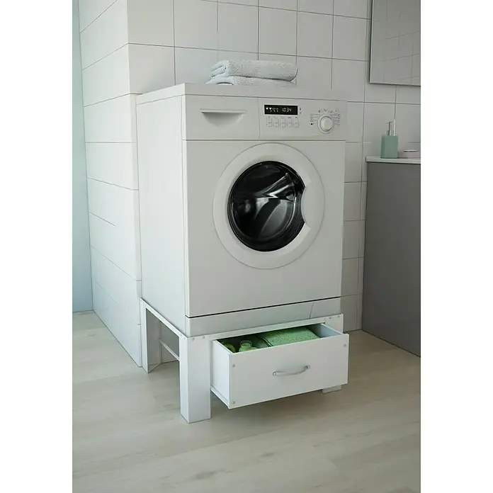 Respekta Waschmaschinenerhöhung - 56 x 62 x 31 cm, Mit Schublade, Traglast: 150 kg, Weiß - Anwendungsbeispiel