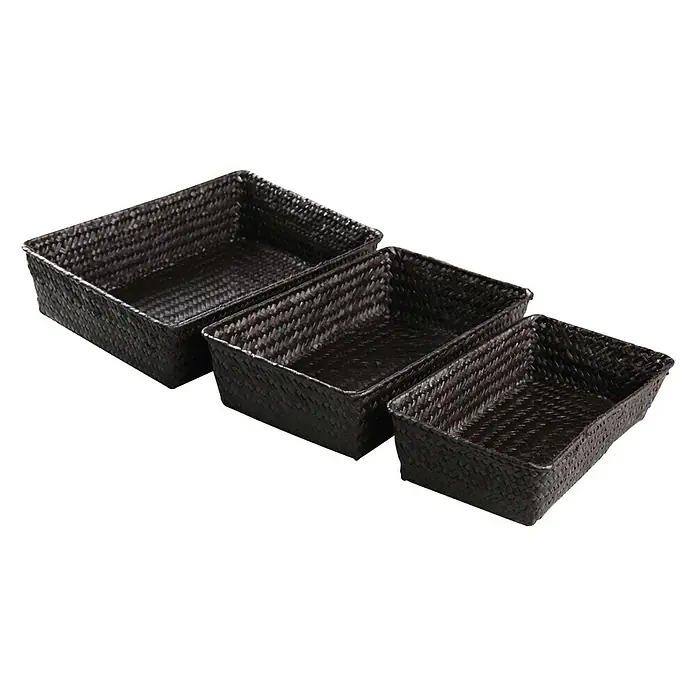 Juego de cestas - Chocolate, 3 piezas, Fibra natural