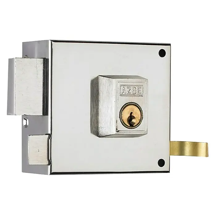 Yale Cerradura con cerrojo 125100 - Cerradura de bombín, DIN-derecha, Plateado