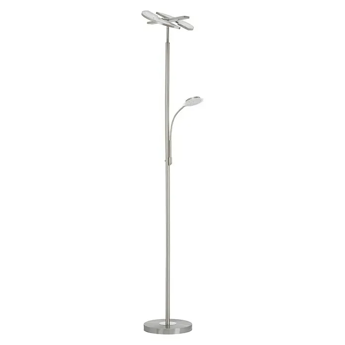 Brilo Lámpara de pie LED Budapest Carcasa redondeada - 35 W, Altura: 180 cm, Níquel mate