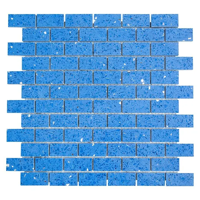 Mosaikfliese Brick Artifical XCM ASMB5 - 30 x 30 cm, Blau, Glänzend - Ansicht von oben