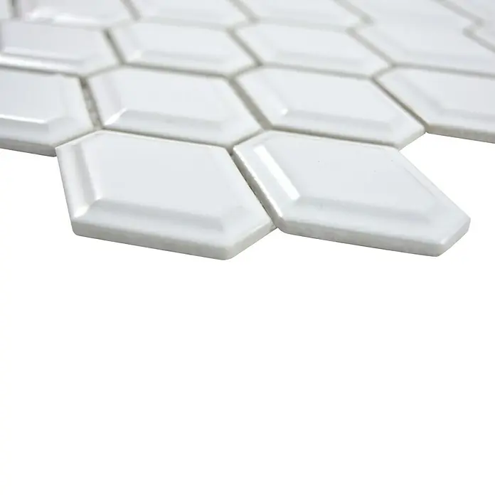 Mosaikfliese Diamant CG MD 1WG - 25,2 x 26,5 cm, Weiß, Glänzend - Detailaufnahme