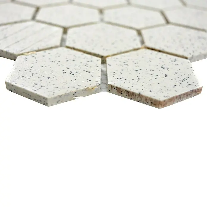 Mosaikfliese Hexagon Uni CU HX208M - 27,1 x 28,1 cm, Cremeweiß, Matt - Detailaufnahme