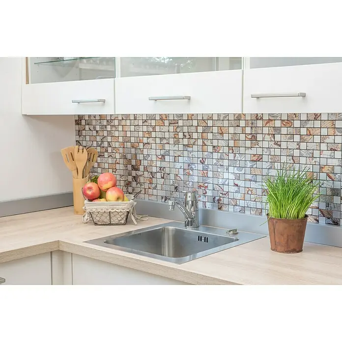Selbstklebemosaik SAM 4MAP87S - 31,6 x 31,6 cm, Metall, Silber - Stimmungsaufnahme