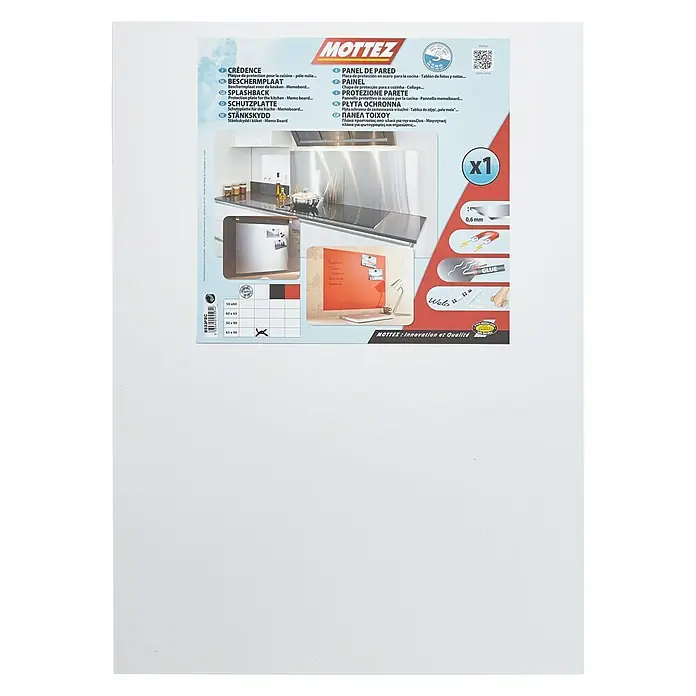 Mottez Protector de pared de cocina - Blanco, 65 x 90 cm