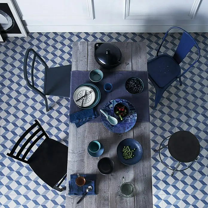 Tarkett Suelo vinílico a metros Exclusive cube tile blue - Ancho: 2 m