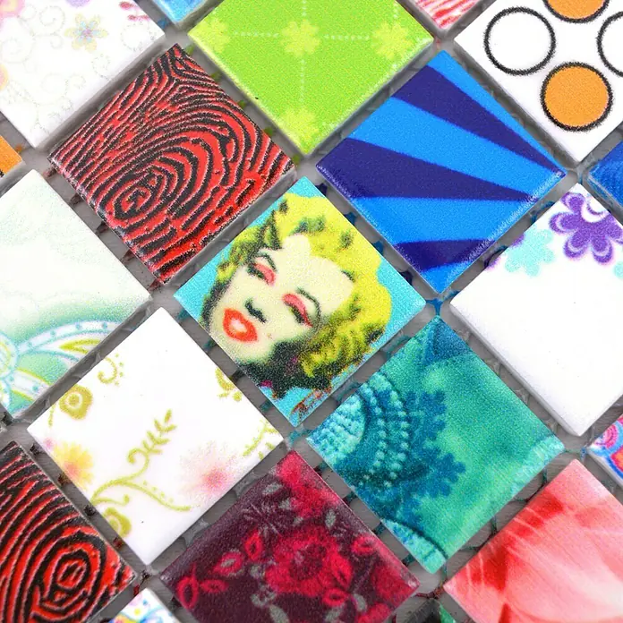 Mosaikfliese Quadrat Mix CG STAR - 30 x 30 cm, Mehrfarbig, Glänzend - Detailaufnahme