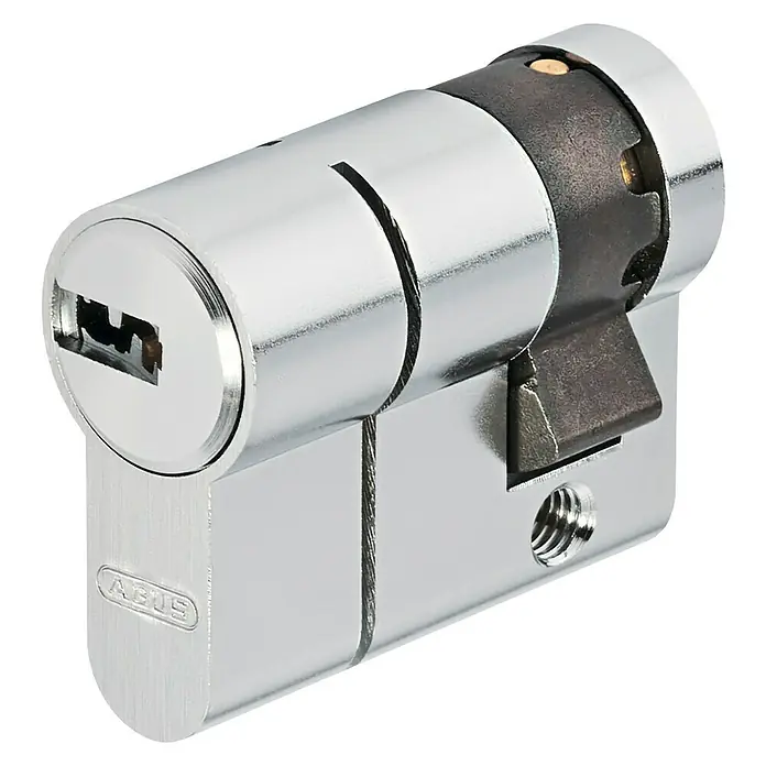 Abus Cilindro de perfil D6PS - Níquel, Longitud total interior: 30 mm, Longitud total exterior: 40 mm, Número de llaves: 5 ud.