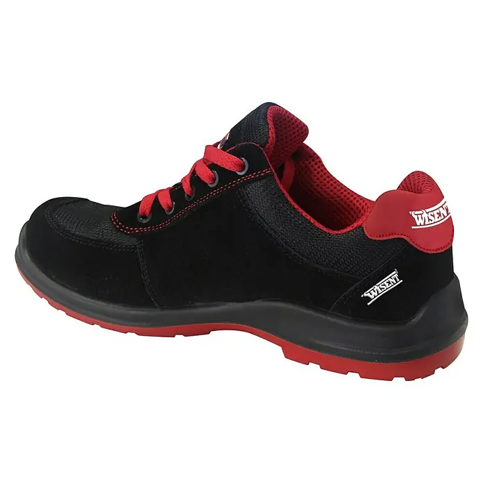 Wisent Zapatos de seguridad - Negro/Rojo, 36, Categoría de protección: S1P